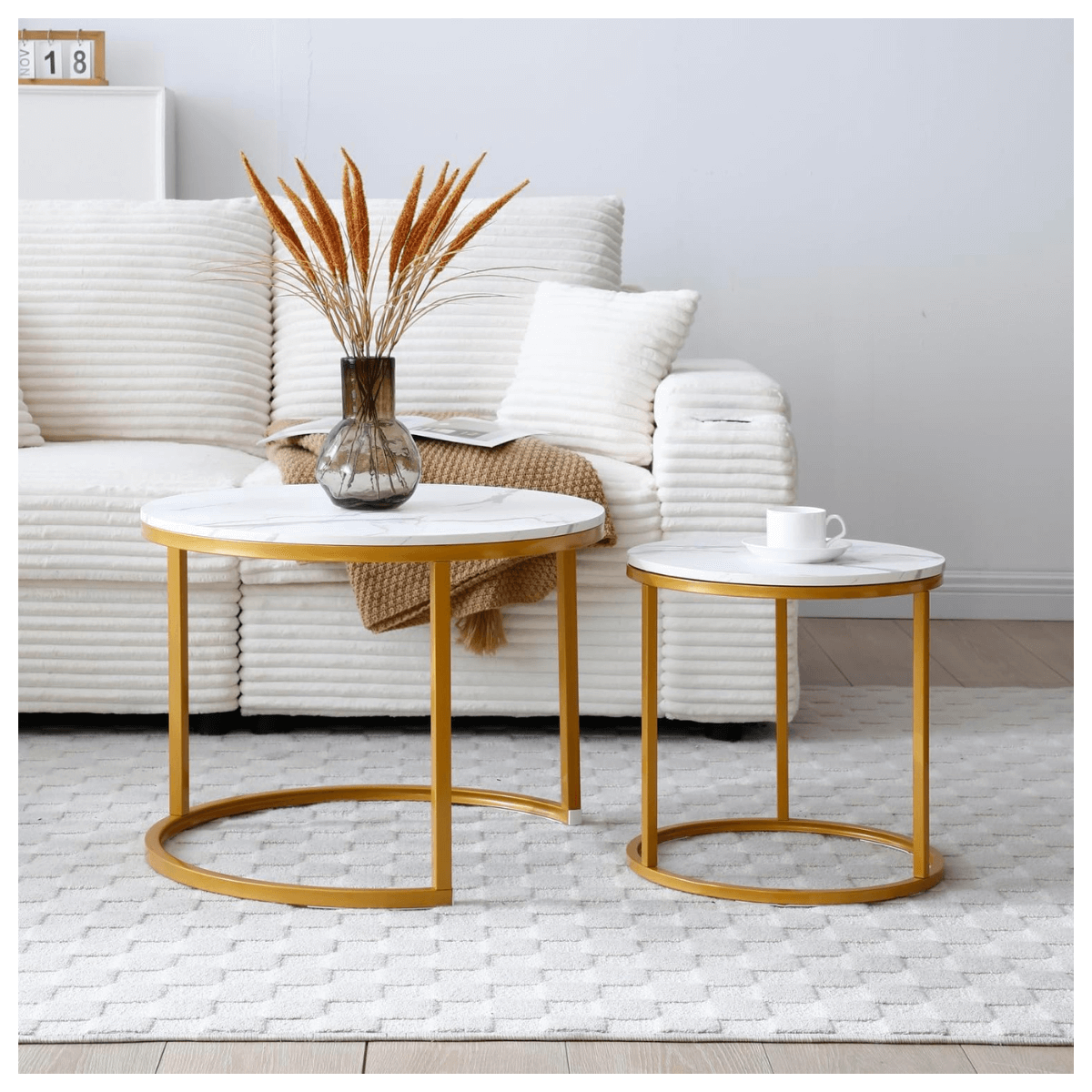Set 2 Mesas Diseño Mármol Blanco: Versatilidad y Elegancia para tu Living